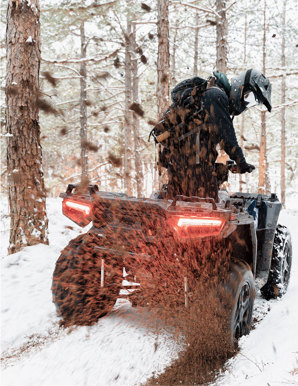 Поездка на квадроцикле зимой